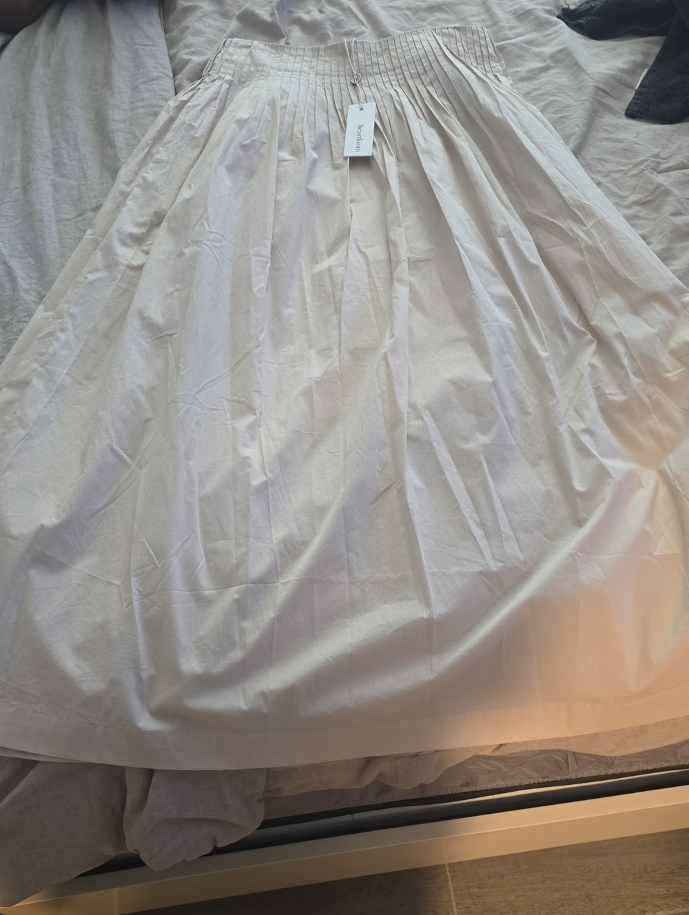 Heartloom Soft Cream Full Midi Skirt with Gathered Waist